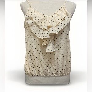 Fun& Flirt Ruffle Polka Dot Spaghetti Strap Top Medium